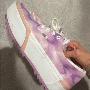 Vans Women's Pink and White Sneakers